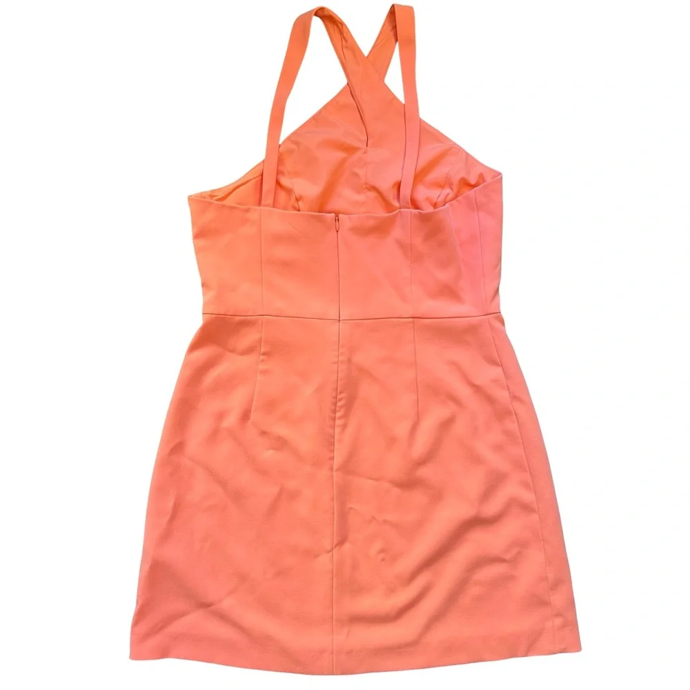 French Connection Coral Orange Sheath Mini Dress Halter Neck Large